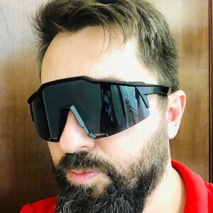 Men Sports Sunglasses Fashion Designer Retro Black Lens Outdoor Driving Oversize